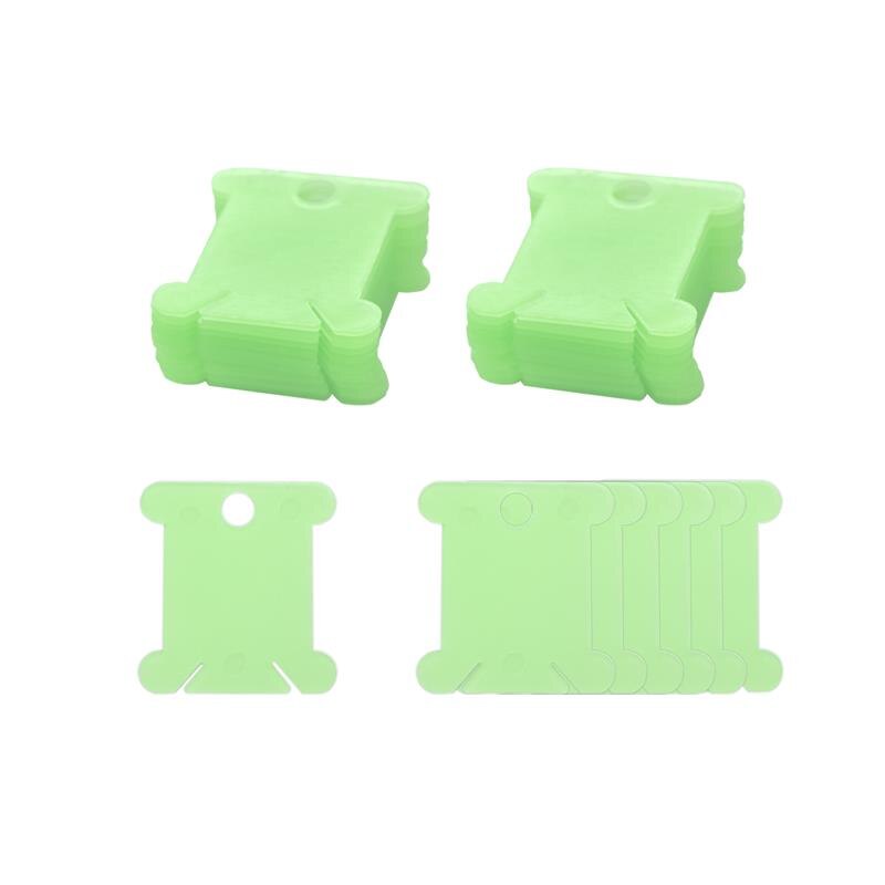 Embroidery Thread Holder Floss Craft Bobbin Cross Stitch Storage Holder Plastic Sewing Thread Board Card Thread Organizer: green / 100 pcs