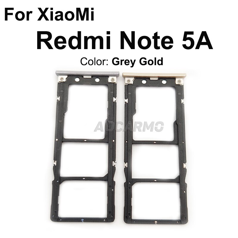 Aocarmo Für XiaoMi Redmi Hinweis 5 5A Metall Kunststoff Nano Sim Karte Tablett MicroSD Slot Halfter Ersatz Teil