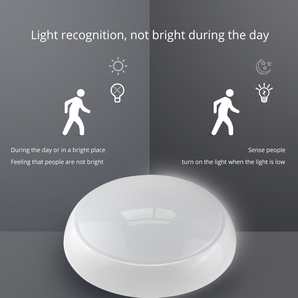 Microwave Motion Sensor Light Sensor Ceiling Light with 30s Timeout 11inch 24W 1900lm LED Round Lighting Fixture