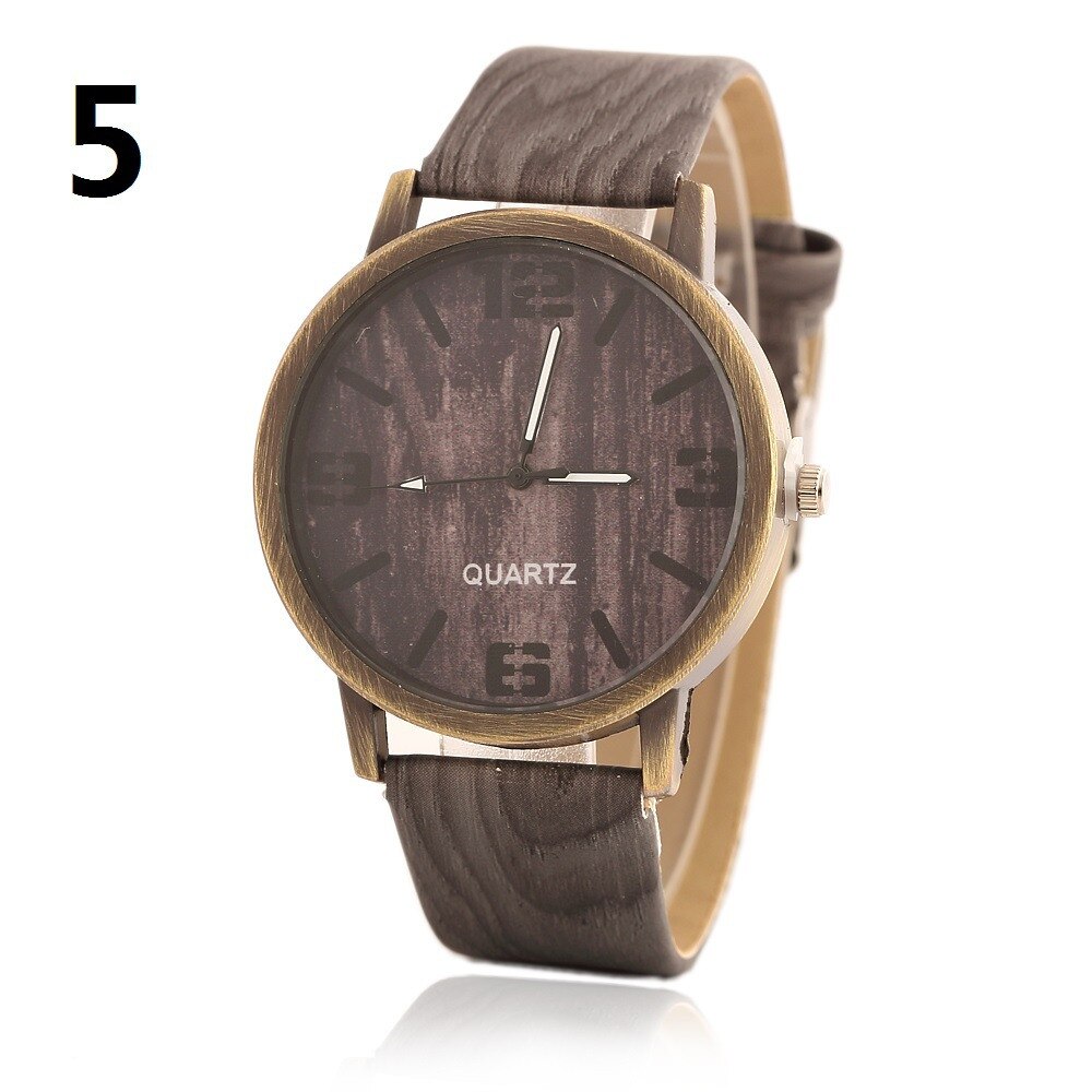 Simulatie Houten Horloges Mannen Quartz Casual Houten Kleur Lederen Band Horloge Hout Mannelijke Horloge Relogio Masculino