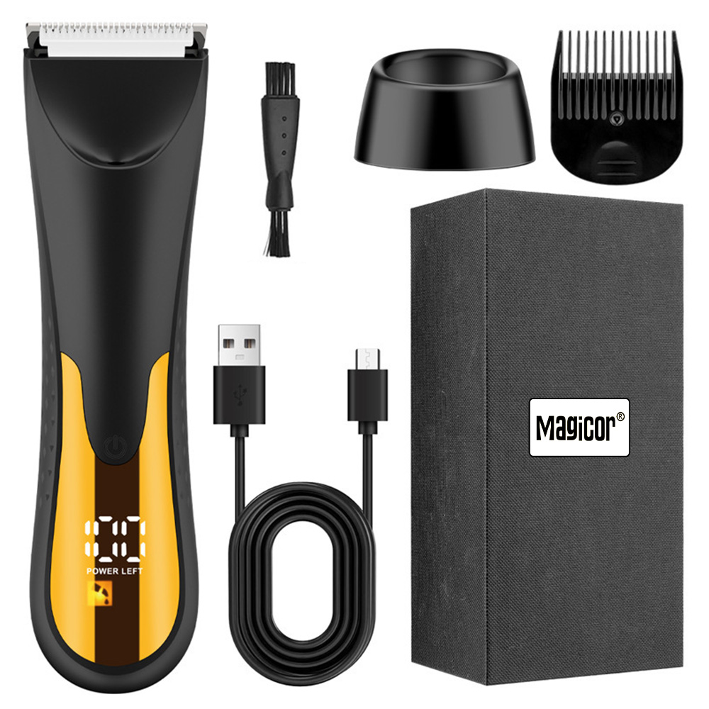 Body Trimmer For Men Rechargeable For Sensitive Areas Bikini Armpit Electirc Body Hair Trimmer Full Water Proof Body Shaver: Gold
