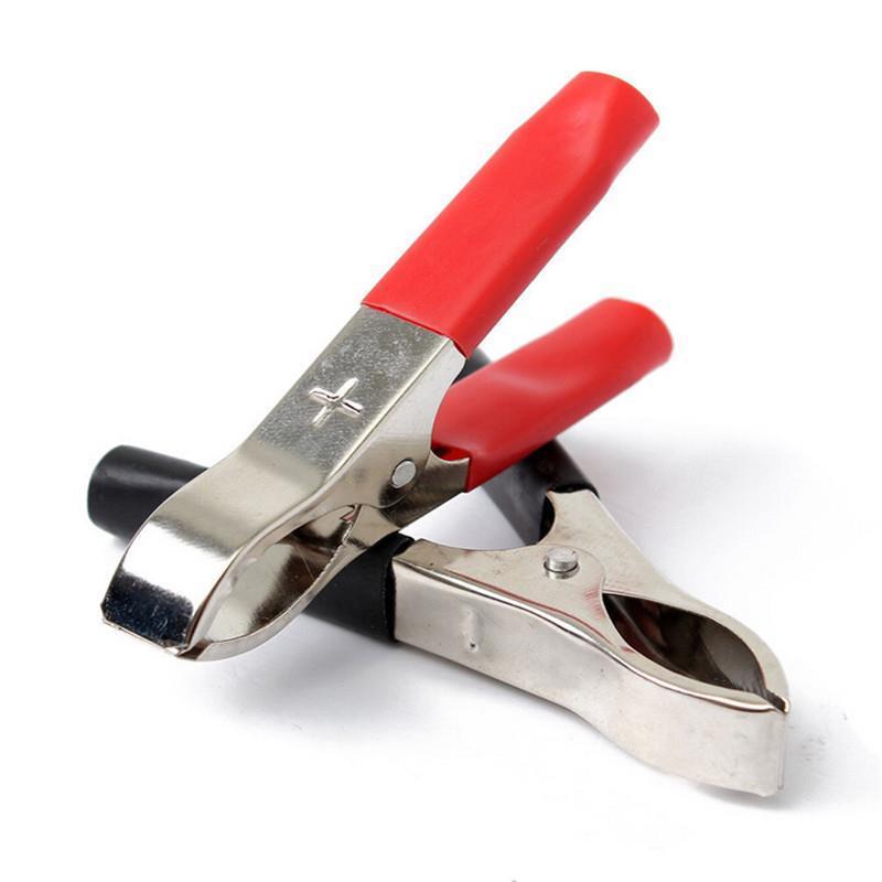 2 stk rød+svart 75mm 30a krokodille bil campingvogn varebil batteri prøvekabel klips beste krokodille klips