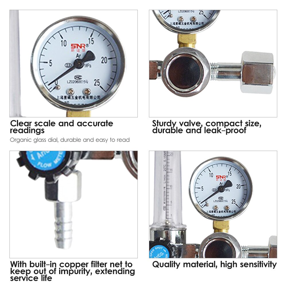 G5/8'' 0-25Mpa Argon Flow Meter Leakproof Gas Pressure Regulator Flowmeter Argon Pressure Regulating Valve Argon Regulator