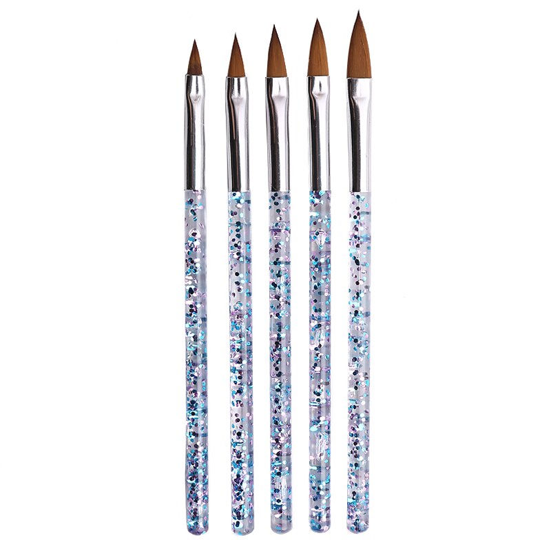 5 stks/set Acryl Nail Crystal Brush Professionele Schilderij Tekening Nail Art Penselen Pailletten Handvat Manicure Salon Gereedschap