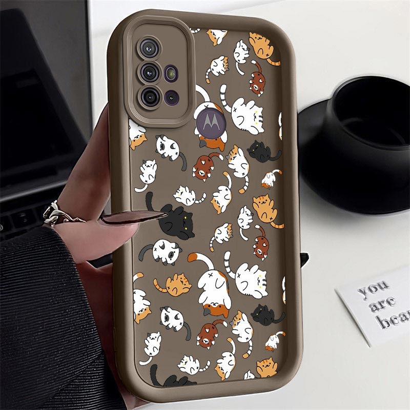 G30 pełen życia Kot Nowy niebo oko etui na telefon robić Motorola Moto G20 Odporna na uderzenia ochrona aparatu Moto G10 Miękka tylna obudowa: PŁÓTNO / Niebieski