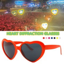 Miłość w kształcie serca efekty okulary oglądaj światła zmieniają się w kształt serca w nocy dyfrakcyjne okulary kobiety refrakcja Sunglasse