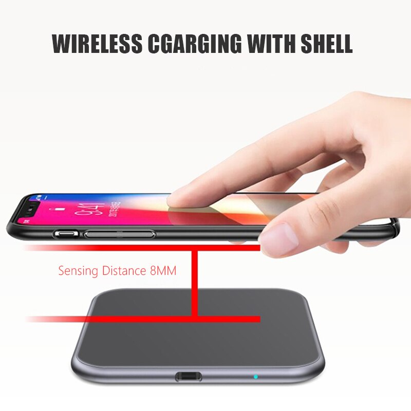 Carregador rápido sem fio ultrafino, quadrado, de metal, 15w para iphone x, samsung note 10, huawei mate 20 pro almofada de carregamento sem fio rápido qi