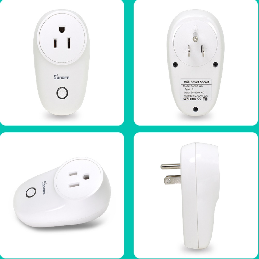 Sonoff  s26/ mini/basic wifi smart socket trådløs stikkontakt eu-e/eu-f/uk/us /au 220v 10a arbejde med google home automation alexa: S26 us