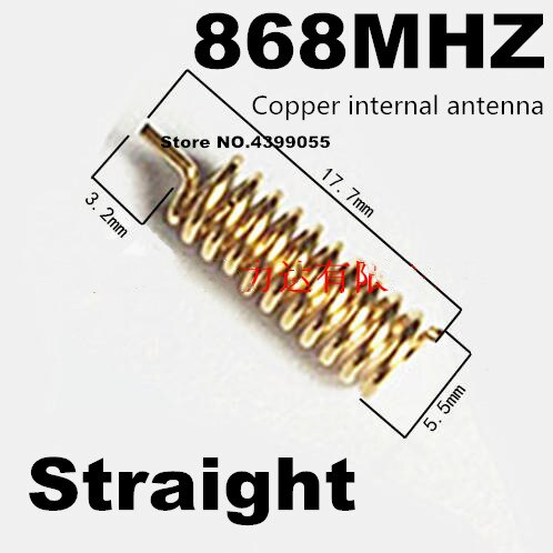 (50 sztuk) 868MHZ/915MHZ wbudowana miedziana sprężyna anteny 2DB-3DB L typ/prosto