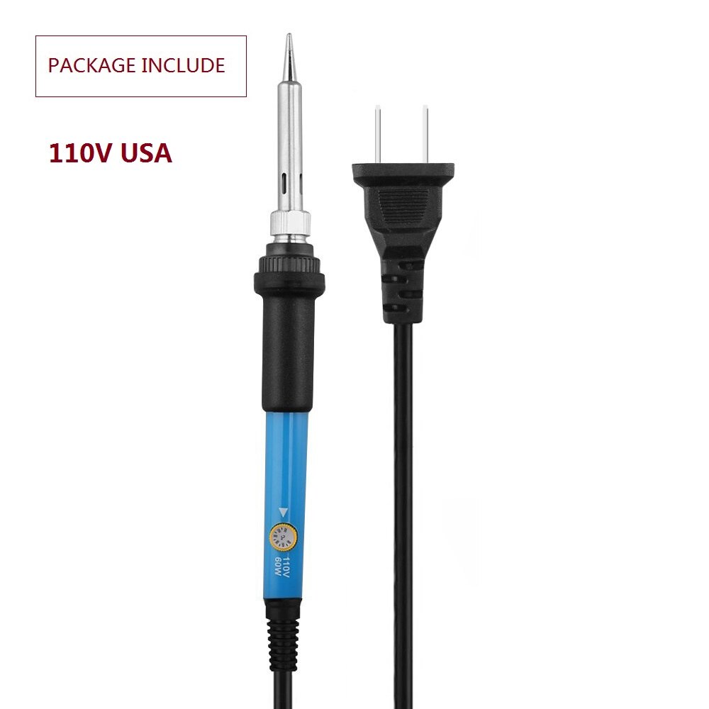 60W Soldering Iron Adjustable Temperature Electric Solder Iron Rework Station Mini Handle Heat Pencil Welding Repair Tools: 110V USA plug Iron