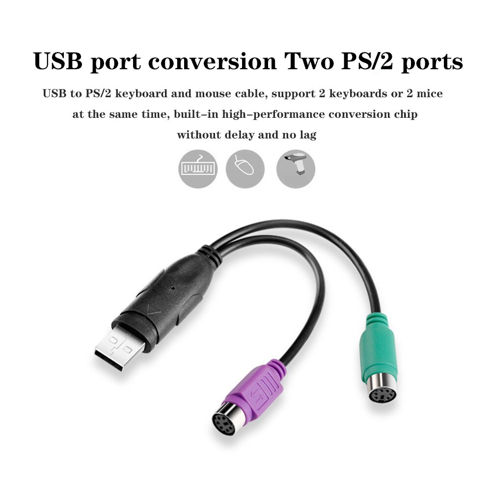Conector USB macho a 6 pines PS2 para PS/2, Cable de extensión hembra Y adaptador divisor para