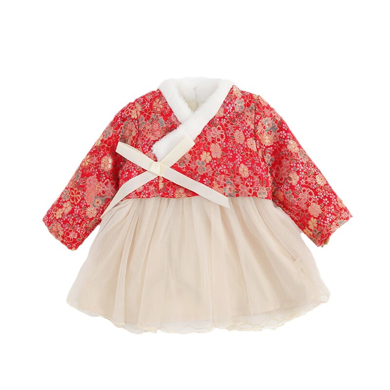 Kids Girls Traditional Chinese Style Hanfu Dress Year Baby Oriental Clothing Retro Children Outfits Party Dresses: 110cm