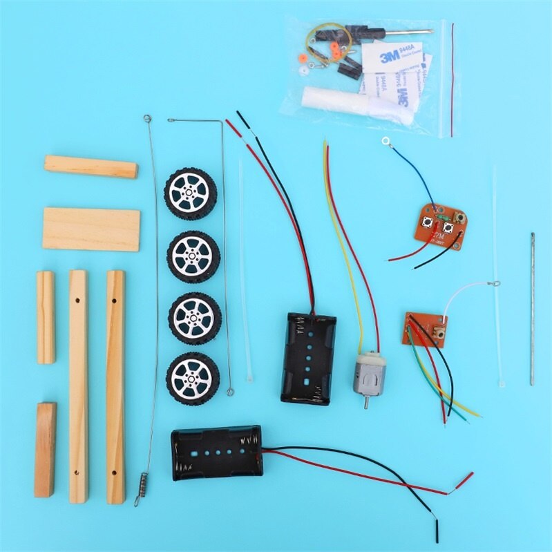 Diy assembly wireless remote control racing car model kit physics science experiments technology educational toy for children