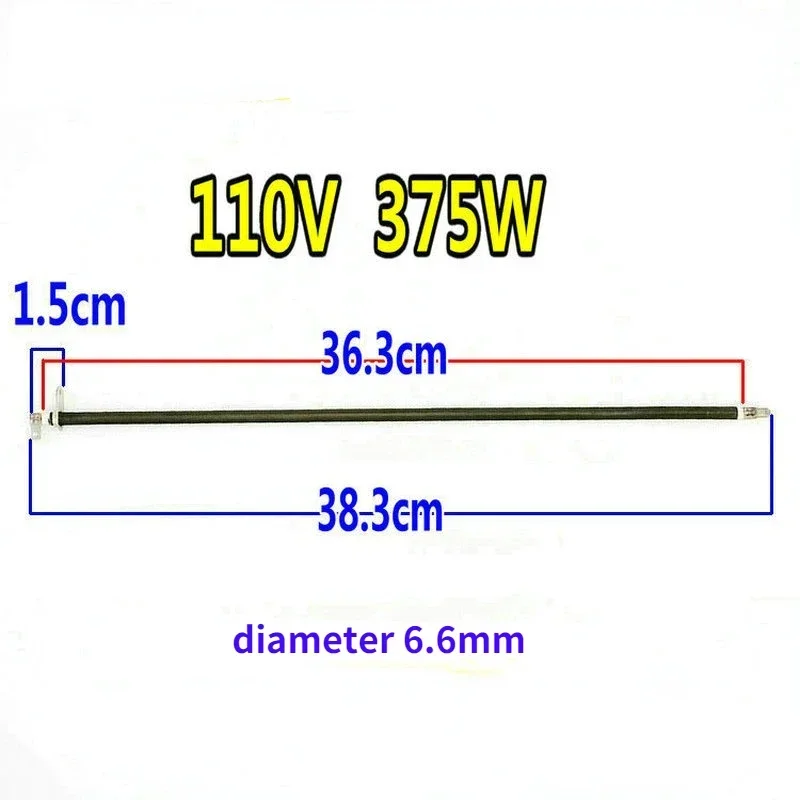 1 unidad de repuesto de elemento calefactor de horno eléctrico de acero inoxidable 110V 300W-425W para piezas de reparación de tubo calefactor de horno eléctrico: YELLOW