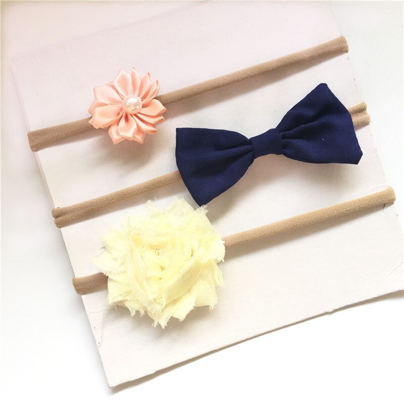 3pcs Hair Accessories flower bow Head Bands For Kids Girls Bow Elastic Handmade Beauty Hair Headbands headwear