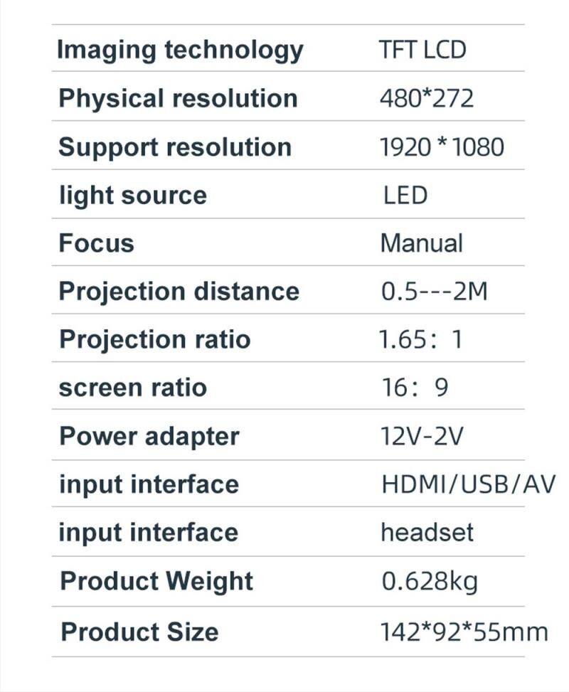 Mini Projector 1080P LED Projector Home Theater Cinema Raagbare Home Theater Film Live Games Led Micro Proyector