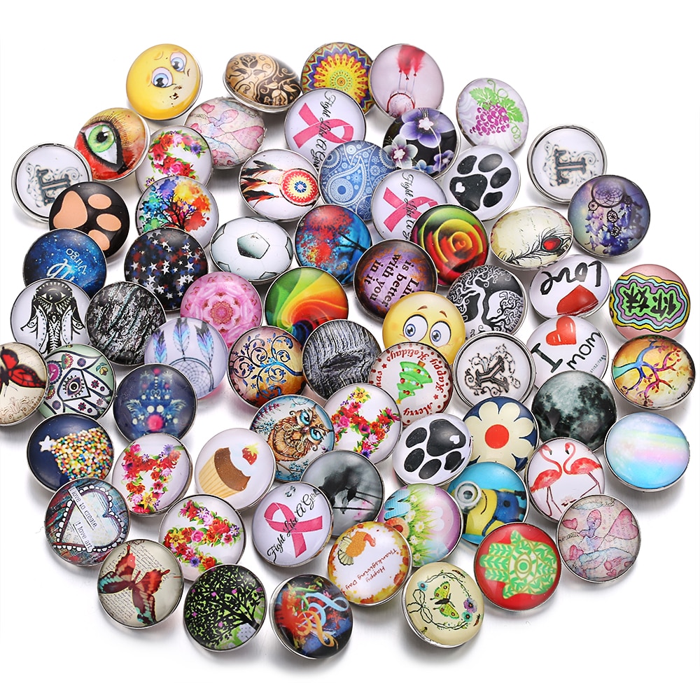 10pcs/lot 18mm Snap Jewelry Mix Many Styles 18mm Metal Snap buttons buttons Rhinestone Snaps Jewelry Bracelet