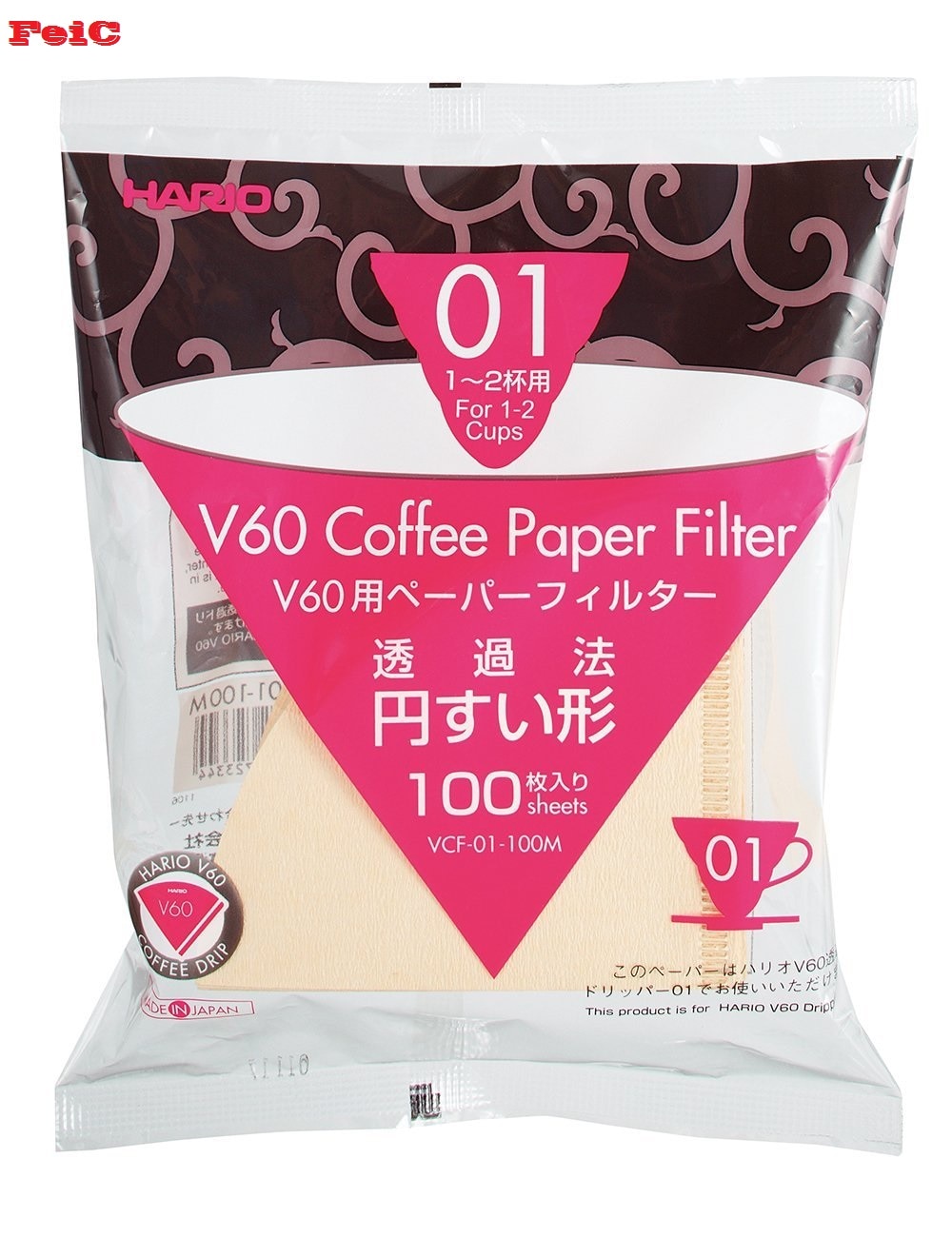 Feic vcf 01 kahvin luonnonmukaiset paperisuodattimet, ei valkaisuainetta, 2 kupille, baristalle vcf -01, sopii vd -01:lle