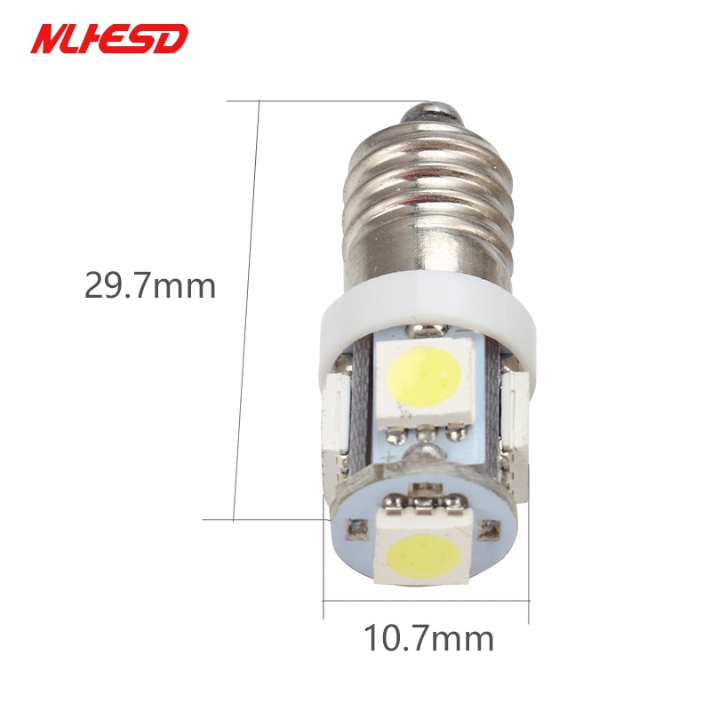2 stk  dc 6v 6.3v e10 5050 5 smd led lyspære gammel lommelykt flipperspill billys varm hvit blå rød rav grønn rosa