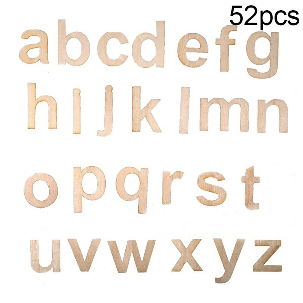 52Pcs Wooden English Lowercase Capital Letter Plates Arts Crafts DIY Decoration Kids Educational Toys for Children