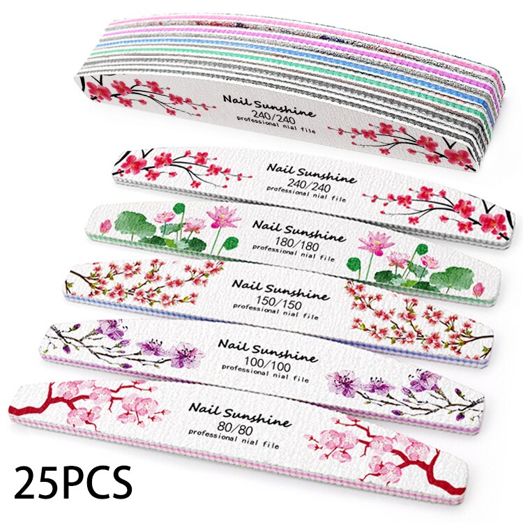 25/50Pcs Nail File Salon Nail Files Reusable Nail File Flower 80/100/150/180/240 Manicure Tools: MIX 25Pcs