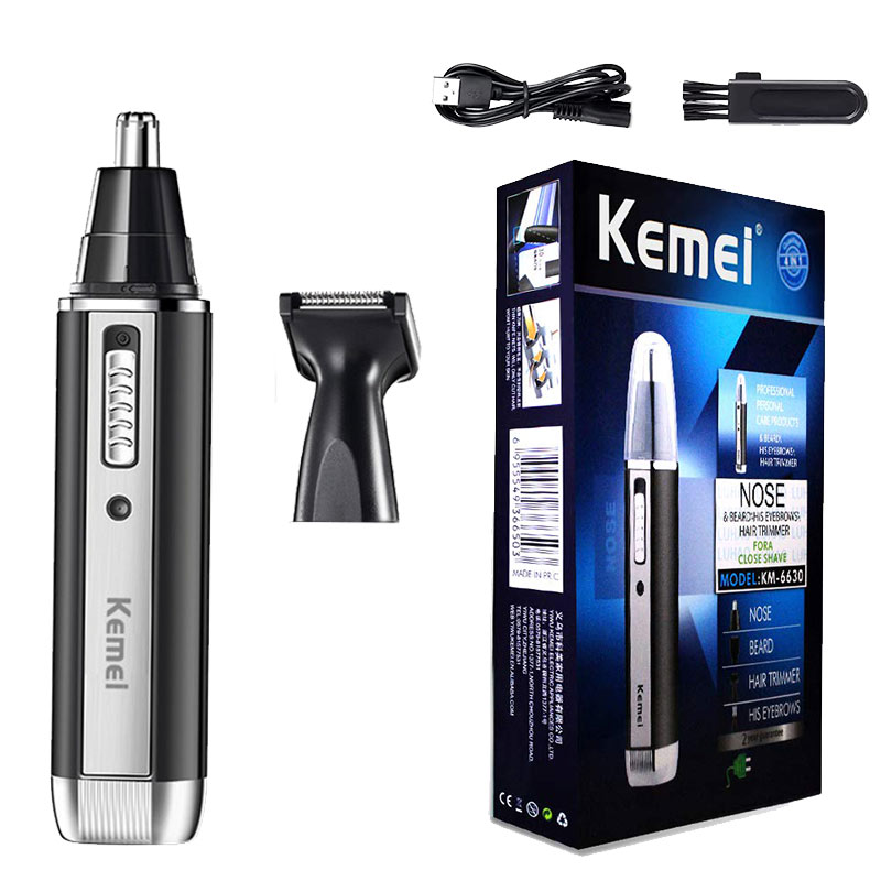 Kemei Men's 4 in 1 Trimmer Set Electric Nose Hair Ear Trimmer Rechargeable Hair Beard Nose Hair Trimmer Cleaner Grooming Tool: Red