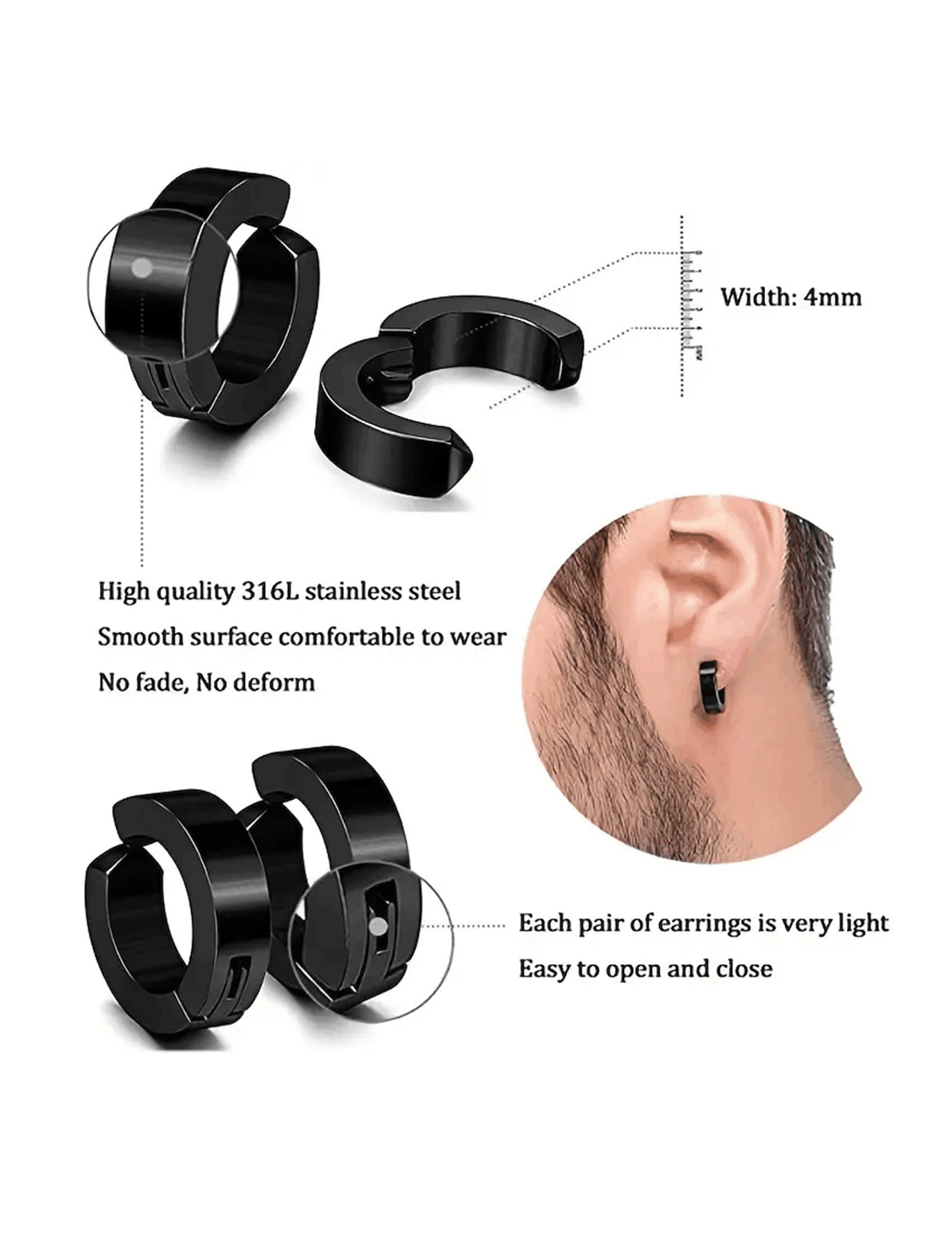 een paar magnetische oorknopjes voor mannen clip on - Netherlands
