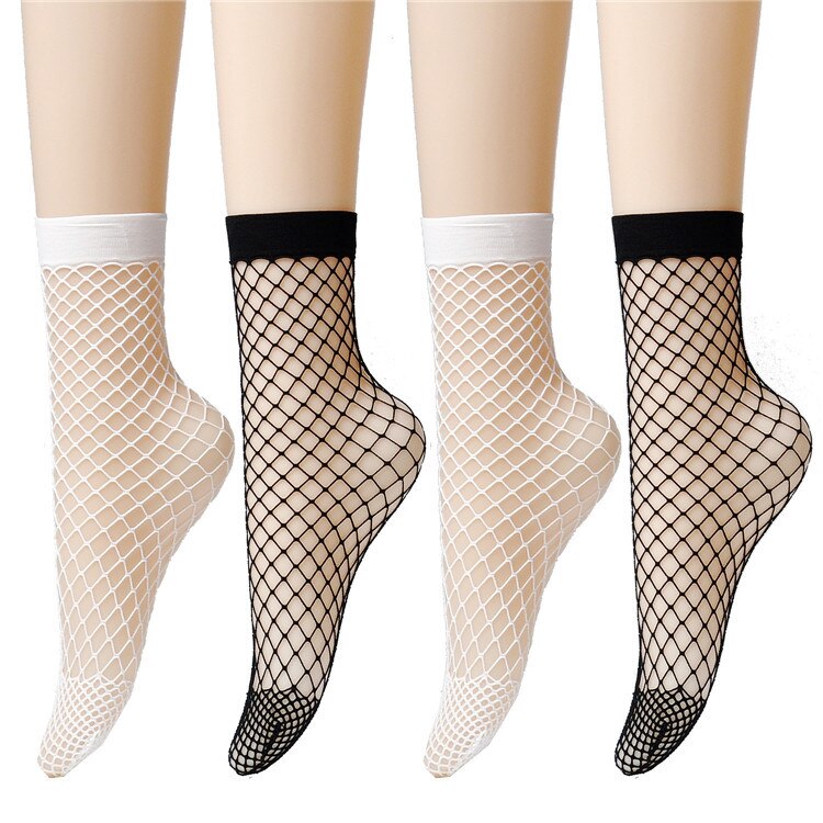 Fishnet Socks White Mesh Socks Women&#39;s Grid Hosiery Black Sexy Girl Hollow out Mesh Nets Short stocking