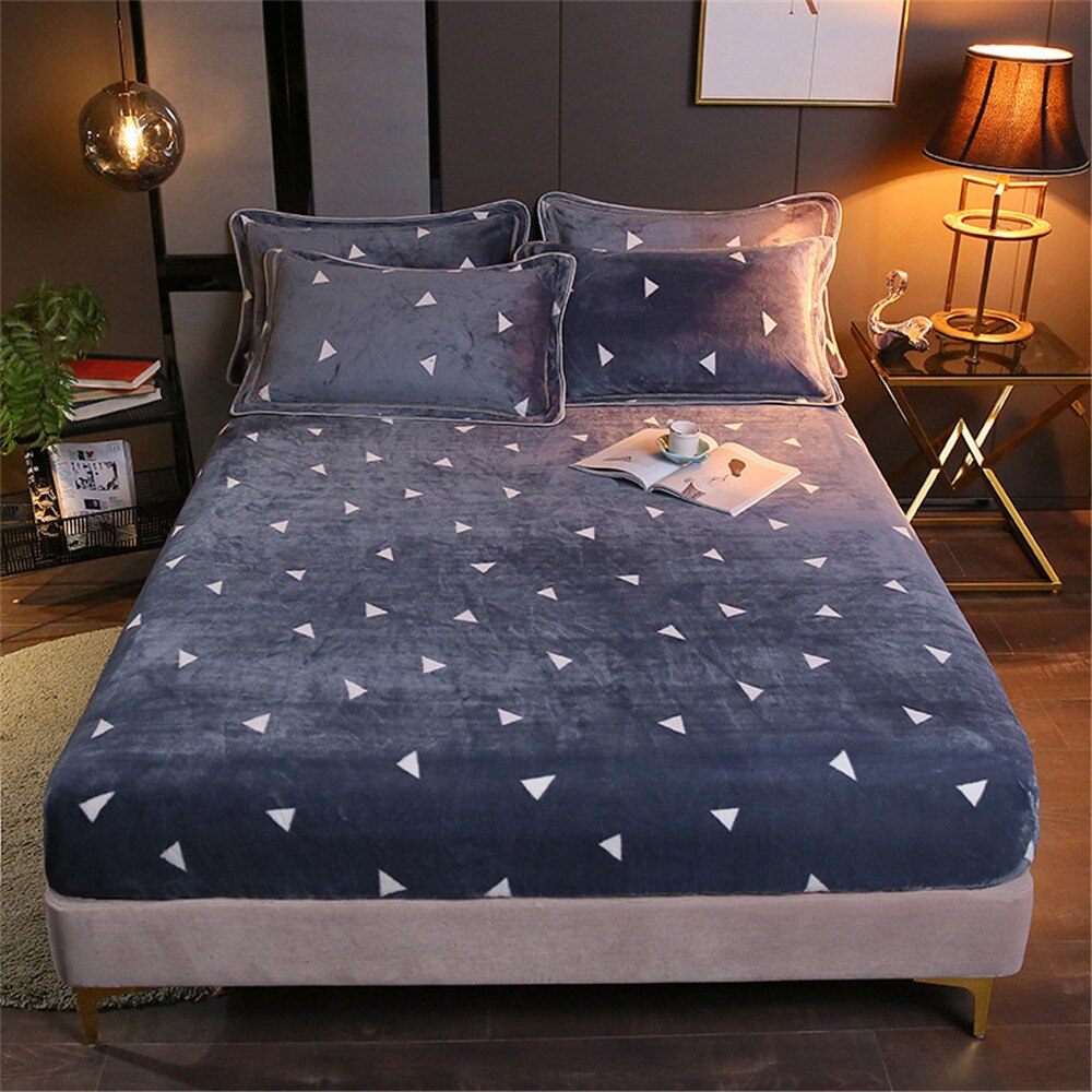 ADOREHOUSE-funda de cama de franela, juegos de cama gruesos de felpa, sábana ajustada elástica, fundas de almohada, ropa de cama de invierno, Funda de colchón: G / 180x200 Pillowcases