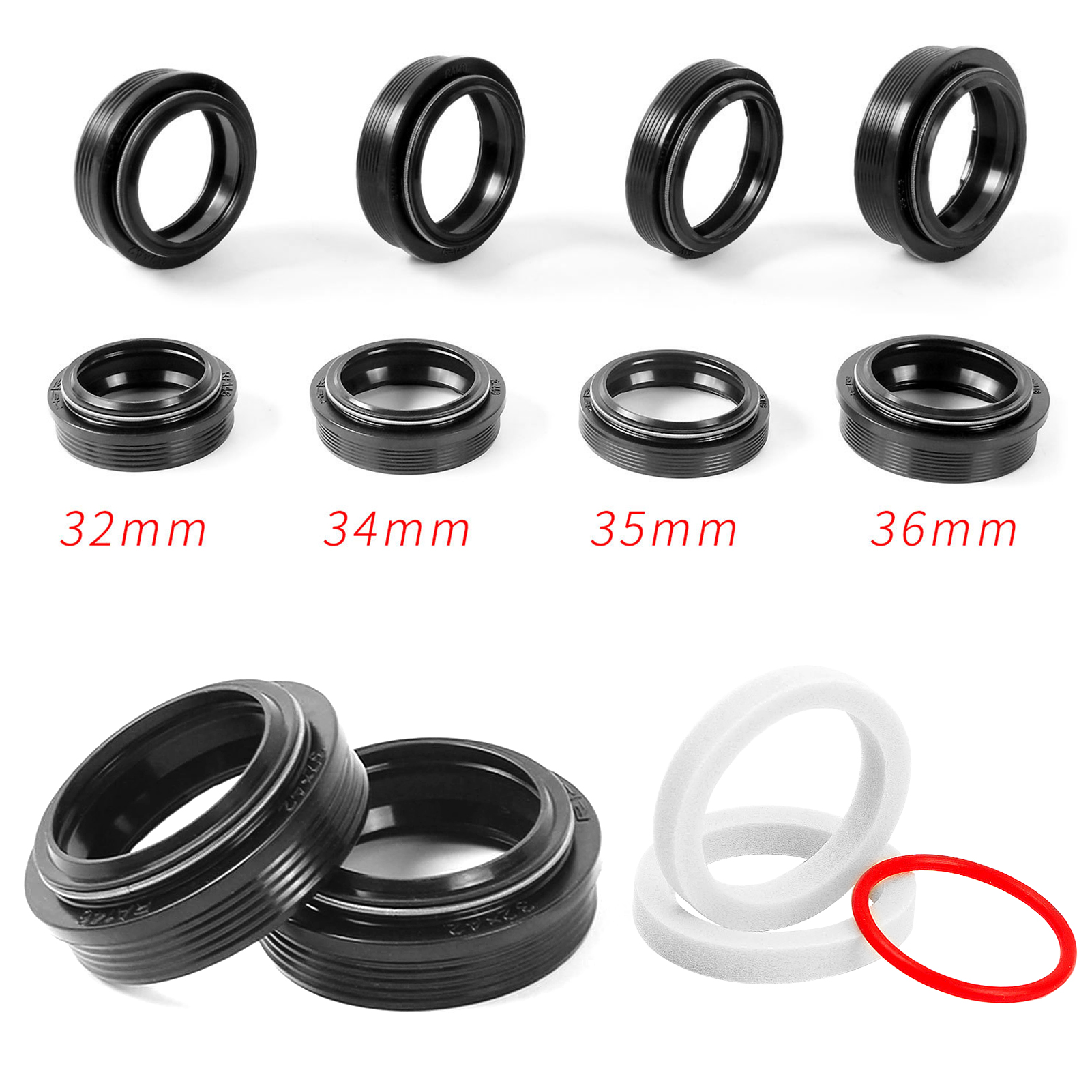 32mm Dust Wiper Kit with Installation Tool Bicycle Fork Dust Seal Foam Ring Kit 4 Set 1 Dust Sealing Tools