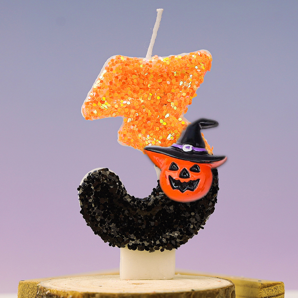Świece urodzinowe na Halloween Jesienne dekoracje na imprezę tematyczną Halloween Żółty kolor Brokatowa świeczka urodzinowa dla dzieci: zgniły zielony
