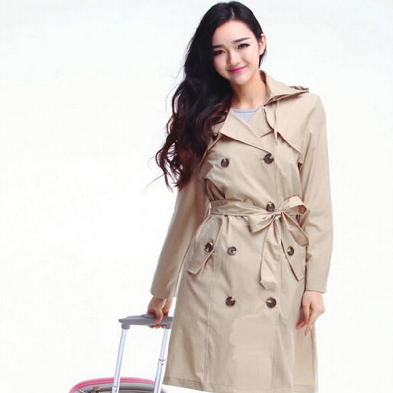 Knee Long cloak Raincoat Women With Belt,Waterproof Rain Coat Ponchos Jackets Female Chubasqueros Impermeables capa de chuva