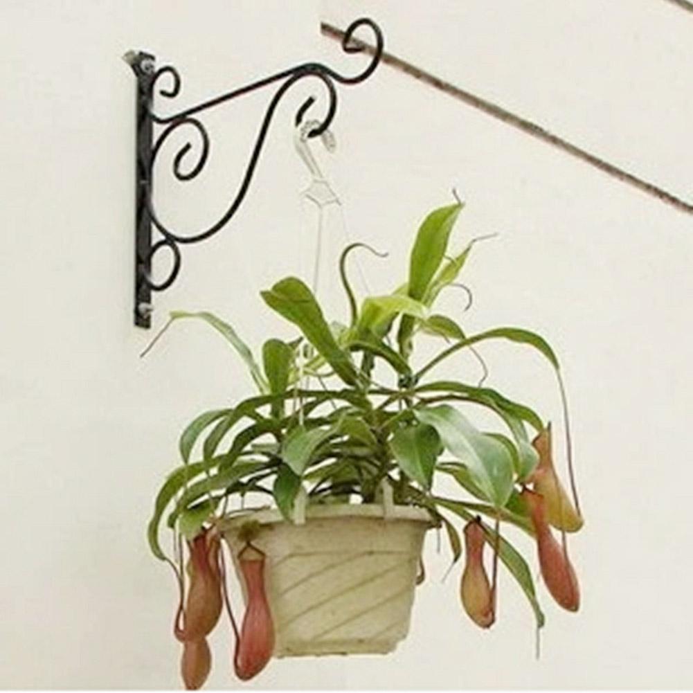 Gancho de pared de hierro forjado para balcón, macetas para flores y plantas, estante decorativo, cesta colgante, soporte de artesanía de jardín
