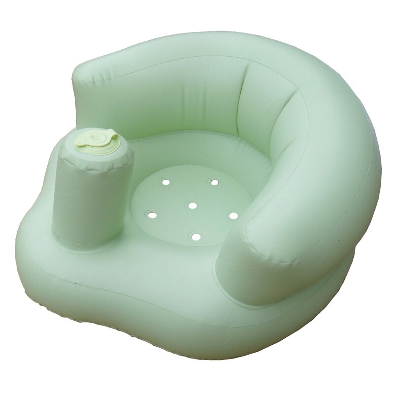 Bärbar babyinlärningsstol uppblåsbar badstol pvc soffa duschstol för att leka äta bad sova: Grön