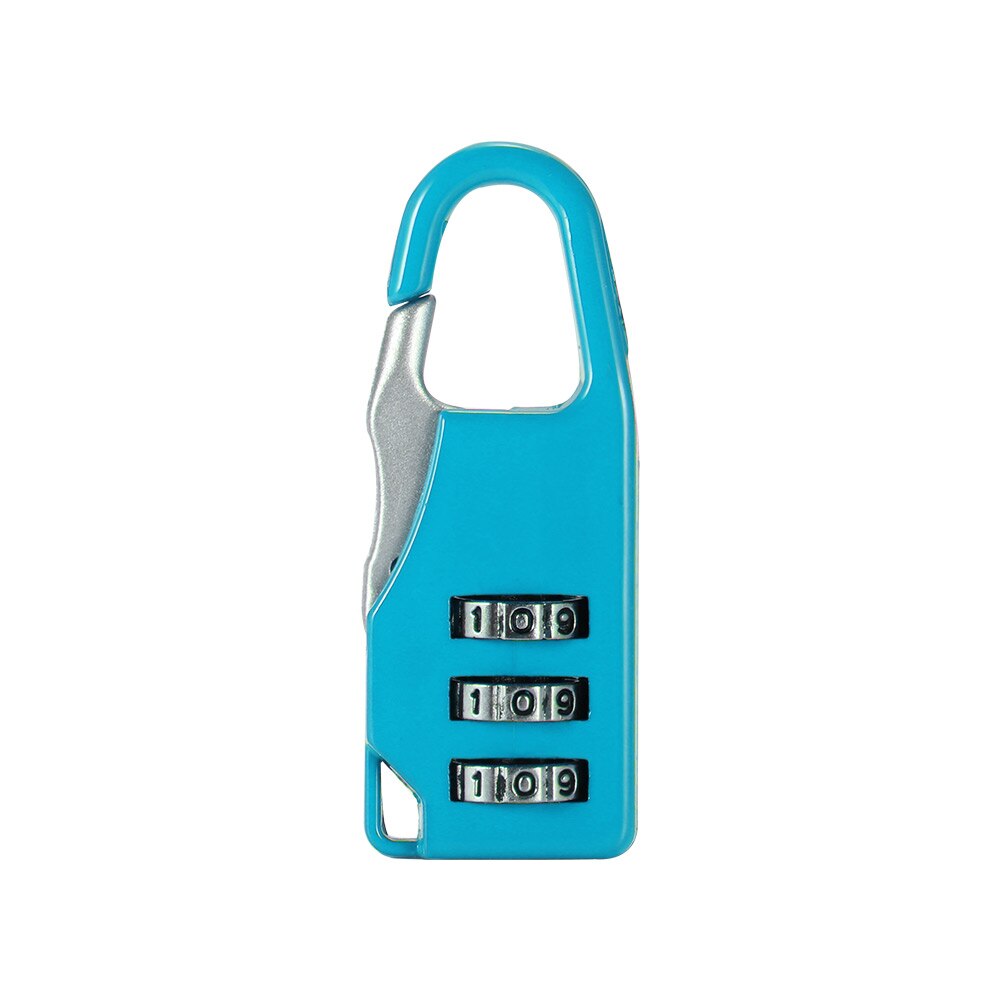 AOZBZ 3 Dial bloqueo de contraseña de dígitos Mini codificado cerraduras antirrobo con llave Multi colores combinación segura maletín con candado Metal código: Azul cielo