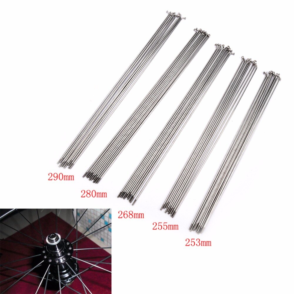 10 Teile/paket länge 253 ~ 290mm Berg/Rennrad Stahl 14G Speichen Speichen + Nippel Splitter Farbe hohe Festigkeit Fahrrad Speichen