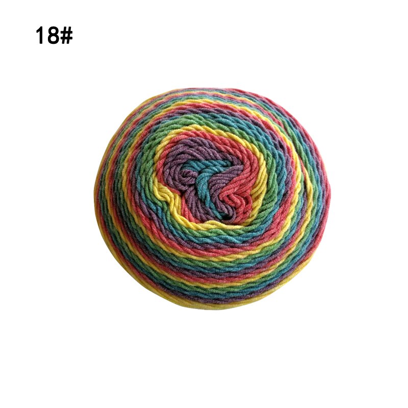 Qzlknit 250G/Bal Regenboog Katoenen Garen Segment Verven 5 Strengen Van Melk Katoenen Garen Diy Hand Gebreide Sjaal sofa Kussen Taart Garen: Number 18