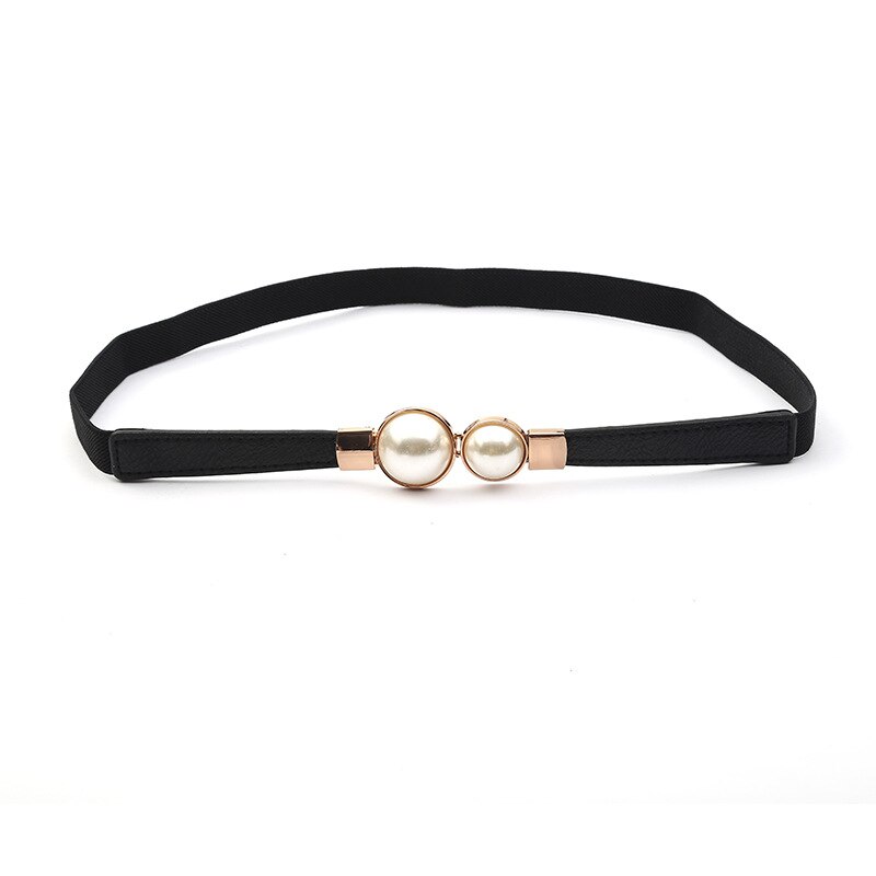 Cinturón de perlas para mujer, faja de cintura elástica con doble hebilla, , accesorios de ropa femenina