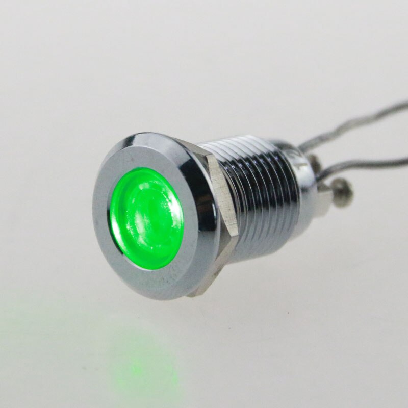 10 PCS LED metal lamp 16 mm metal light warning car light 220v waterproof Red green yellow blue and white: green