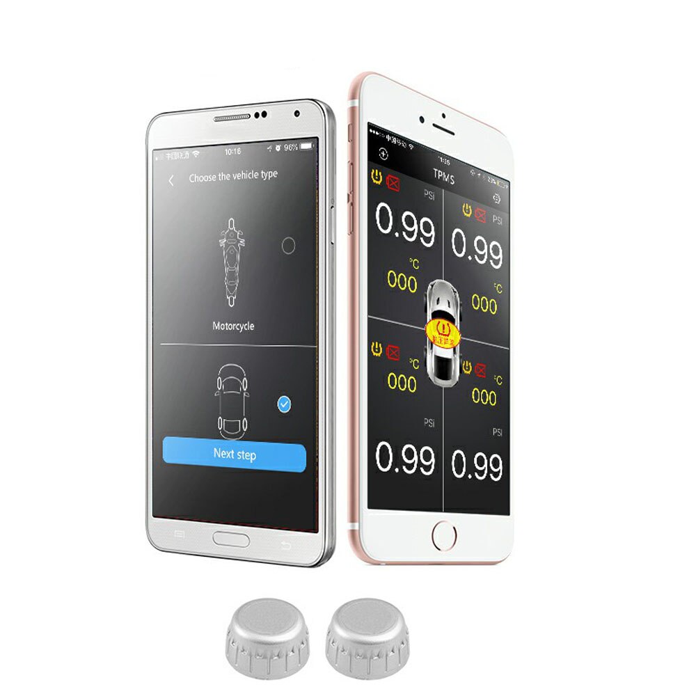 TPMS Motorcycle Tire Pressure Monitoring System Moto Bluetooth 4.0 Low Energy Internal External For IOS Android: Silver