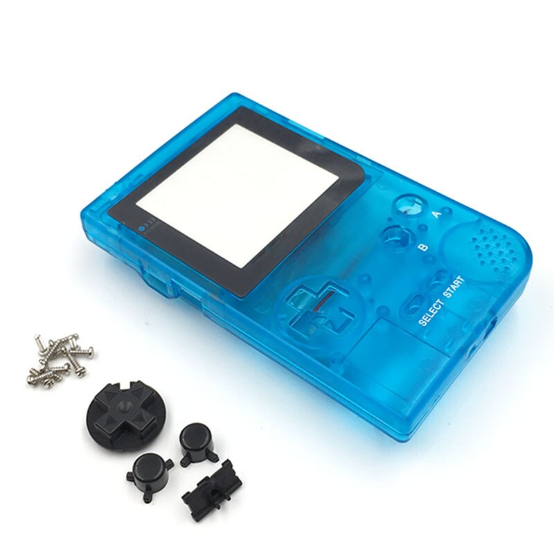 6Sets grey For GBP Shell Case with Buttons Kit Full Case Cover Housing Shell Replacement for Gameboy Pocket Game Console: clear light blue