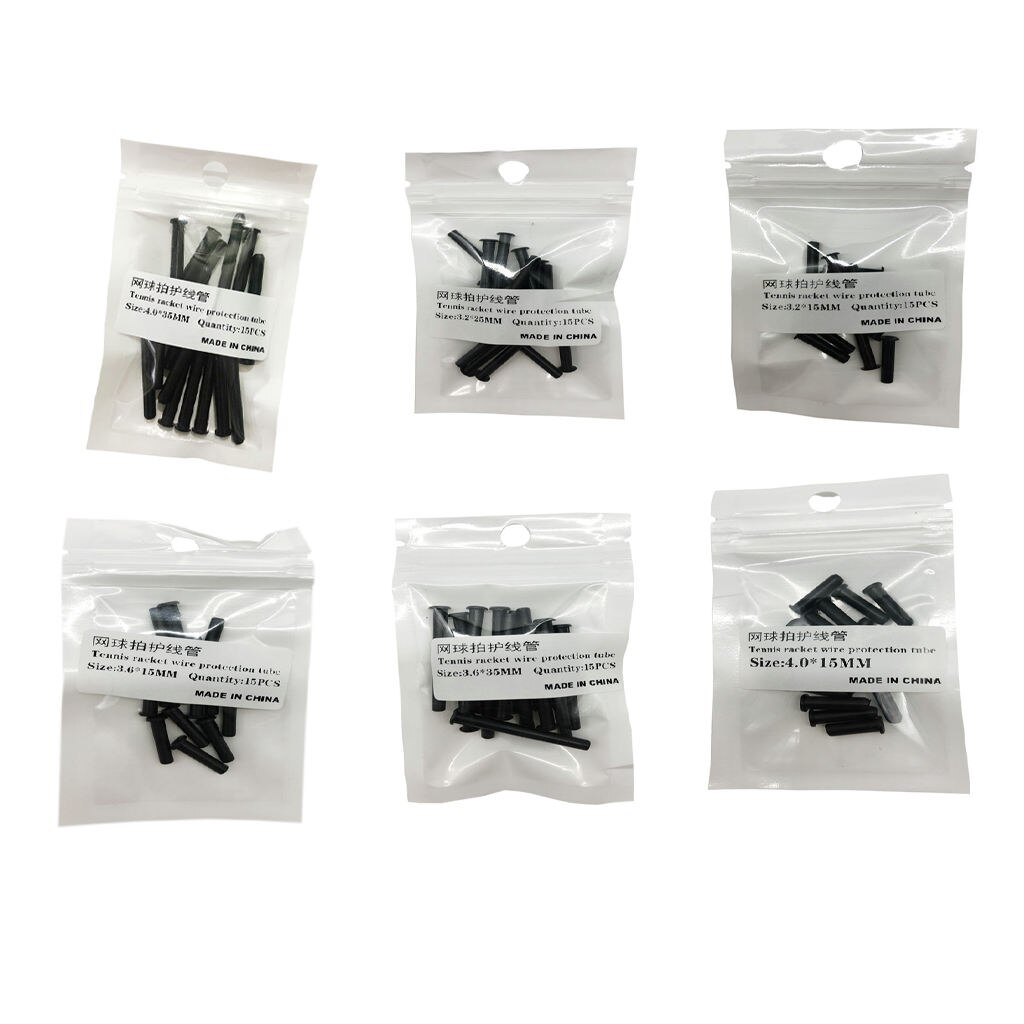 Œillets de raquette de Tennis, pièces noires, outils de remplacement, accessoires de cordage, Tubes de Protection universels, 15x