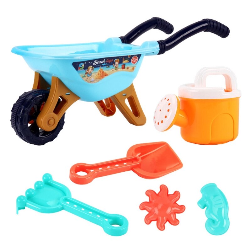 Kids Beach Sand Toys,6PCS Big Trolley Sand Toy Set,Reusable Sandbox Toys for Toddlers Summer Beach Toys: BL