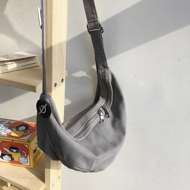 Japanese Casual Lazy Style Messenger Bag Ins Couple Bag Shoulder Bag Girl Wild Canvas Bag Original Uoct.all Small Satchel: gray