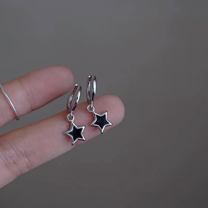 Pendientes de aro pequeños y bonitos para mujer, Mini círculo redondo Huggie pequeño con colgante de estrella de pentagrama, accesorio para la oreja colgante para mujer