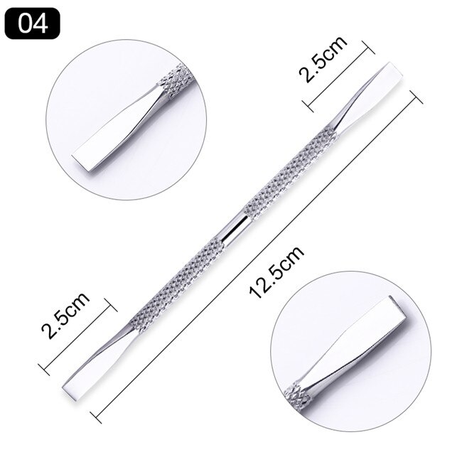 Empujador de cutículas de doble punta de acero inoxidable, producto para eliminar la piel muerta, pedicura, cuidado de las uñas, 1 ud.: Caqui oscuro