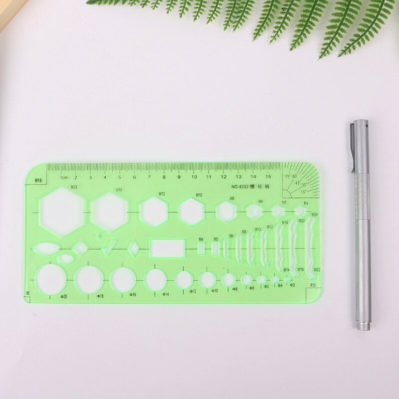 Stationery Drafting Drawing Measuring Tool Geometric Combine Template Ruler Pro