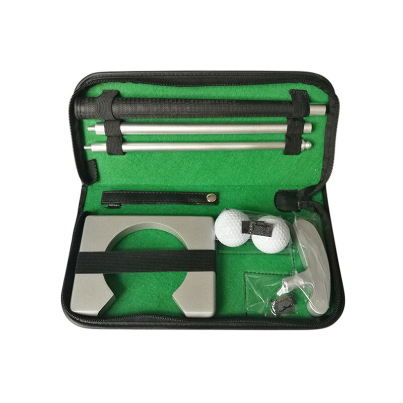 Golf Putter Putting Trainer Set Portable Indoor Training Equipment Golfs Ball Holder Training Aids Tool with Carry Case: double side