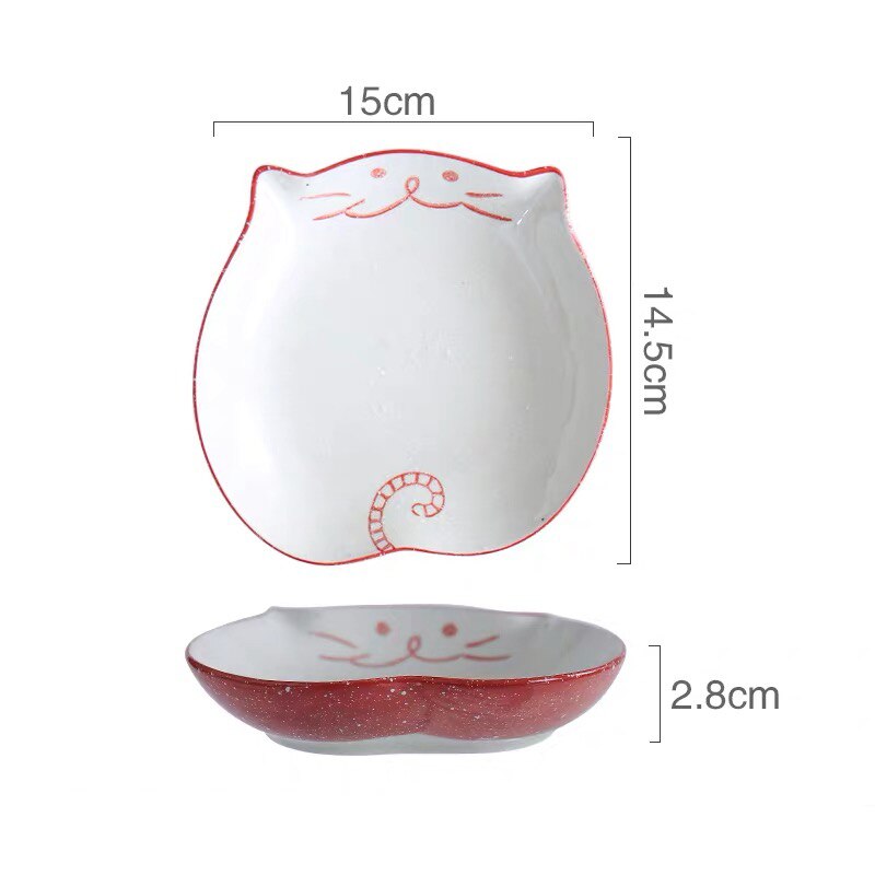 Japansk tecknad söt katt keramik soppskål handmålad porslin ris nudelskål middag dessert biff sallad tallrik servis: 6 tums platta a