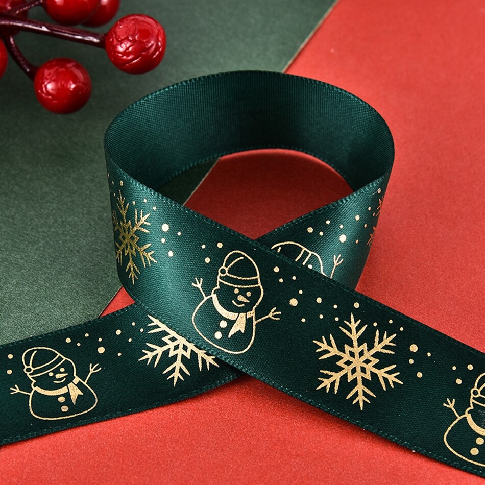 5Yards 25mm Printed Satin Ribbons Tape Bows Crafts DIY Natural Ribbon Sewing Clothing Christmas Wedding Party Decoration